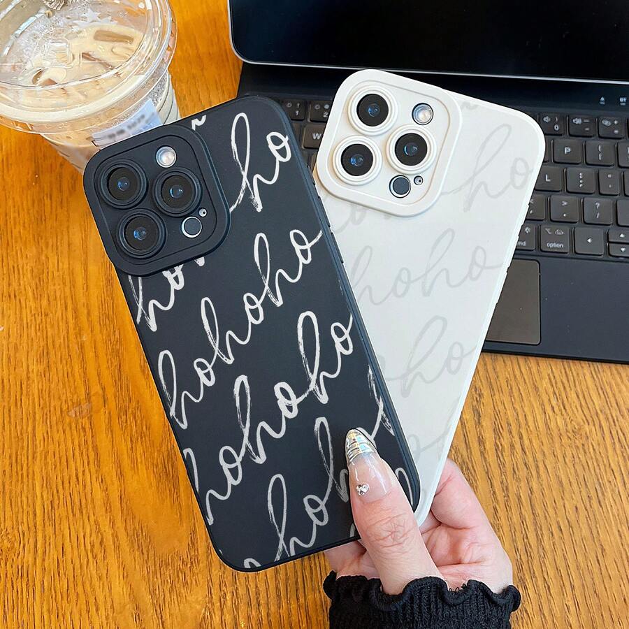 Estuche de Teléfono Móvil de Alta Gama con Patrón de Navidad HOHO y Impresión UV, Protección Completa de 360 Grados para iPhone 11 12 13 14 15 16 Pro Max Mini - El Mejor Regalo de Cumpleaños para Niños y Niñas - Negro - Ver 1