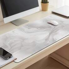 1 件装大号仿大理石纹白色/灰色游戏鼠标垫和桌垫 - XL/XXL 加长防滑橡胶底座，耐用且可水洗表面（适用于 PC、笔记本电脑、办公室、电脑桌） - 大理石纹键盘保护垫，游戏玩家的理想之选 - 彩色 - 查看 5