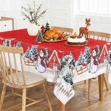 Kitchen Tablecloth - Red Snowman - View 6