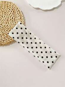 1pc/2pcs Women Elegant Sweet Black & White Polka Dot Print Elastic Fabric Polka Dot Sports Headband, Suitable For Daily, Fitness, Running, Yoga, Moisture-Wicking Headband, Bohemian Style Headband, Elegant Autumn/Winter Women Hair Accessory,Gifts,Travel,Gifts For Women,Hair Stuff,Stocking Stuffers  Casual    Polyester    None - White - View 4