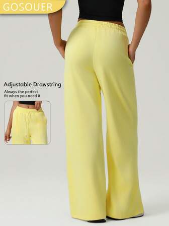 GOSOUER 女士户外运动宽松抽绳口袋长款慢跑裤，秋冬季休闲运动裤