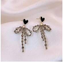 Heart-Shaped Bow Tassel Earrings For Women, Elegant Long Earrings, New Popular Style, High-End And Unique Earrings - 1 - 查看 8