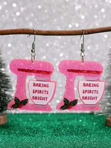 一对可爱别致的亚克力蛋糕搅拌器“烘焙精神闪耀”耳环，精致小巧的设计，适合女性日常佩戴，也适合节日、派对、送礼等场合。 - 彩色 - 查看 3