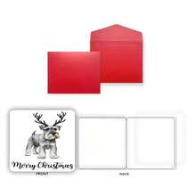 Bezaubernde Mini Schnauzer Weihnachtskarte mit Geweih - perfekt für Familie und Freunde, abgerundete Ecken, hochwertige Papierqualität - Einheitsgröße - Übersicht 8