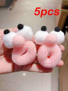 Set de 5 scrunchies de ojos grandes, divertidos y lindos de estilo minimalista y de colores caramelo, con alta elasticidad, adecuados para todo tipo de cabello y ocasiones como el hogar, salidas, viajes y trabajo, un accesorio ideal para mujeres y un regalo perfecto - Multicolor - Ver 13