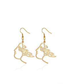 A Pair Of New Abstract And Exaggerated Facial Earrings With A Female Niche Personalized And Design Sense, Heart-Shaped Gemstone Earrings