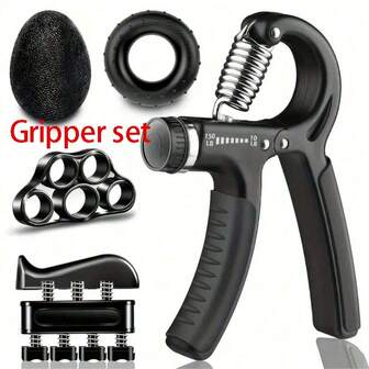 5pcs Hand Grip Strengthener Set, Including 1pc Hand Grip Trainer, 1pc Forearm Trainer, 1pc Adjustable Finger Stretcher, 1pc Grip Ring, 1pc Grip Ball - Adjustable Hand Exerciser, Finger Stretcher And Muscle Training & Rehabilitation Counting Grip Strength Equipment, Suitable For Home Fitness, Gym Workout, Office Fitness, Ideal For Musicians, Athletes And Hand Injury Recovery, Portable Stress Relief Tool, Great Gift For Friends