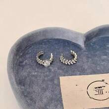 锆石水钻麦穗耳夹，时尚耳环，适合无耳洞女性佩戴，简约设计