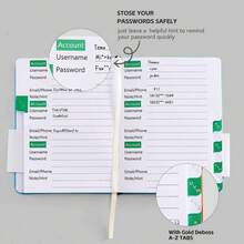 Libro de contraseñas A6 con pestañas alfabetizadas, cuaderno de tapa dura - Organizador de inicios de sesión de Internet y direcciones - Negro - Ver 5