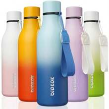 BJPKPK - Botellas de agua aisladas, botella de agua de metal de acero inoxidable de con correa, sin , termo a prueba de fugas, tazas, frascos, botella de agua reutilizable para deportes y(18 onzas Cielo) - Multicolor - Ver 1