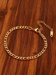 MONALLY 1pc 18K Gold Plated Luxury Charm Blade Chain Bracelet, Stainless Steel Jewelry For Women, Fashionable Gift For Valentine's Day/Chinese New Year