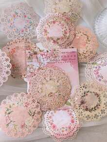 1 Pack Of 10pcs Vintage Floral Hollow Lace Trim DIY Decor For Scrapbooking, Crafting, Journaling,School Supplies,Back To School - 彩色 - 查看 9