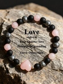 Matching Bracelet For Women Men Boyfriend Girlfriend Bff Gff Heart Couple Gifts Christmas Things Tigers Eye Rose Quartz Natural Stone Beads Jewelry