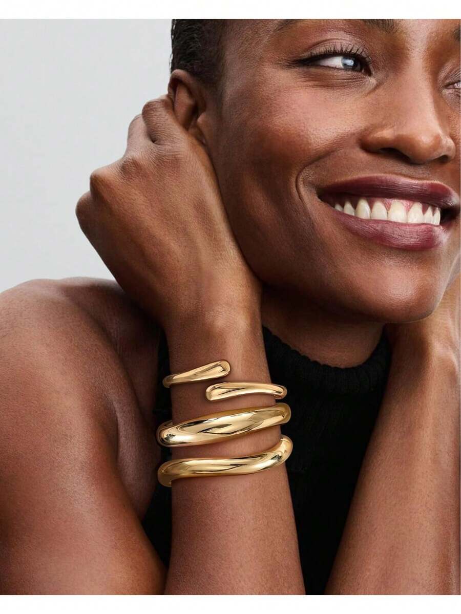 Milacolato Bangle Bracelets For Women, Dainty 14k Gold Plated Big Stackable Bangles Set, Statement Women's Cuff Bracelet Stack Waterproof Chunky Bracelets Jewelry Gifts - nhiều màu90 - Xem 1