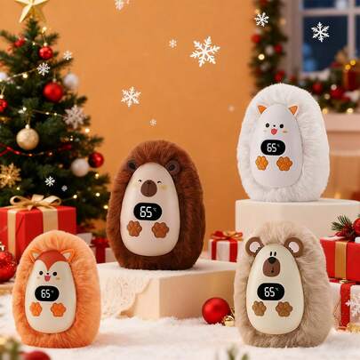 可爱毛绒可重复使用户外暖手宝 可充电便携式口袋暖手宝 快速加热 3档温度调节 户外暖手宝 露营徒步狩猎 冬季必备 万圣节圣诞节礼物