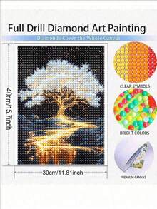 成人白金树DIY钻石画套装，生命之树5D全钻钻石画，宝石艺术，成人工艺套装，家居办公室墙面装饰 - 彩色 - 查看 9