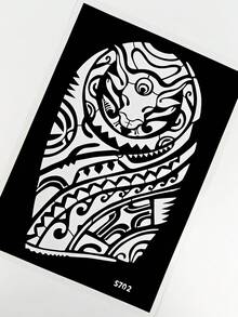 1pc Personalized Arm And Half Arm Tattoo Template, Suitable For Adult Men And Women, Half Arm Sleeve Tattoo Mo Version, Realistic Body Art Stickers, Body Painting Template - Black - View 6