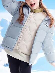 CAMEL CROWN Children's Down Jacket, Thickened With Down, Warm, Windproof, Anti-Static, Hooded, Zip-Up, Suitable For Winter. - Distant Mountain Blue - View 4