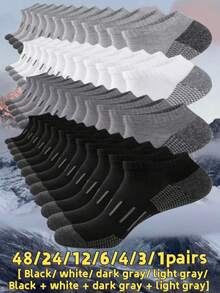 48/24/12/6/4/3/1 双装男士条纹踝部保暖袜，舒适休闲，居家、户外、运动皆宜，适合日常穿着，冬季袜套套装 - 柔软保暖的冬季保暖袜，送给爸爸的圣诞礼物，男女通用，适合寒冷天气，长款保暖袜，冬季保暖袜，四季皆宜。