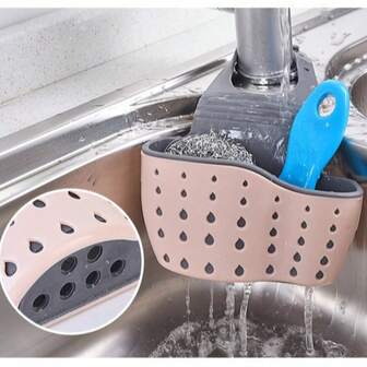 便携式水龙头排水袋支架，橡胶材质，无孔壁挂支架，动态艺术品，可旋转厨房防水盒