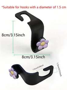 2pcs Flower Decor Car Seat Back Hook - Multicolor - View 4