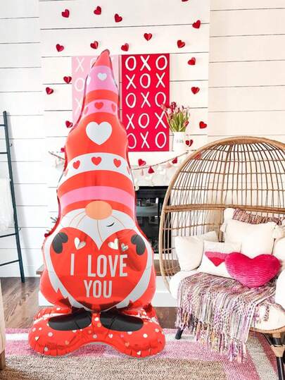 1pc 58-Inch Standing "I Love You" Balloon, Red Heart Shaped Foil Balloon, Suitable For I Love You, Anniversary, Confession, Wedding, Valentine's Day Decoration, Bridal Shower, Romantic Theme Decor