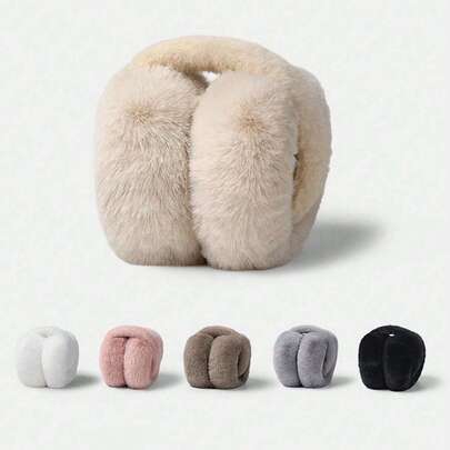 Women's Foldable Earmuffs, Artificial Fur Warm Earmuffs For Outdoor, Cute Ear Warmers With Insulated Lining, Windproof Foldable Earmuffs Headband Winter Accessories