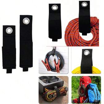 1条重型收纳扎带，带钩环，用于整理电线、软管、线缆，家居收纳重型扎带，带扣眼的钩环扎带