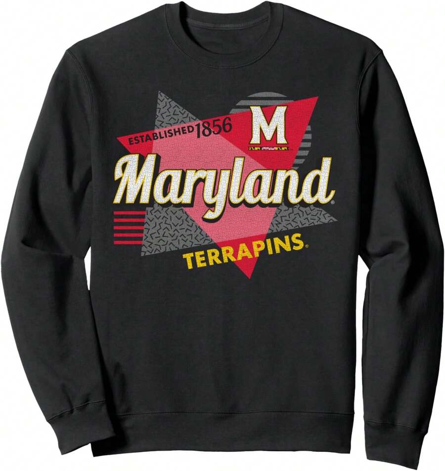 Authentics Maryland Terrapins Retro Triangles Officially Licensed Sweatshirt, Small, Black - màu đen - Xem 1