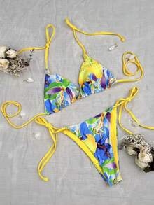 مجموعة ملابس سباحة كاجوال بطبعات زهرية للنساء، عطلة شاطئية - متعدد الألوان - مشاهدة 7