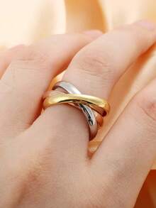 3 Circle Stainless Steel Ring For Girlefriend Gift - Multicolor - View 14