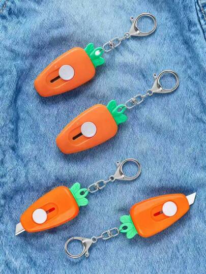 Cute Carrot Knife Keychain, Expandable Mini Practical Knife, Creative Carrot Shape, Backpack, Bag, Car Keychain And Daily Use, Suitable For Opening Express Packages, Envelopes, Cardboard Boxes And Gift Boxes, Student Stainless Steel Pendant, Internet Famous Fashion Accessories