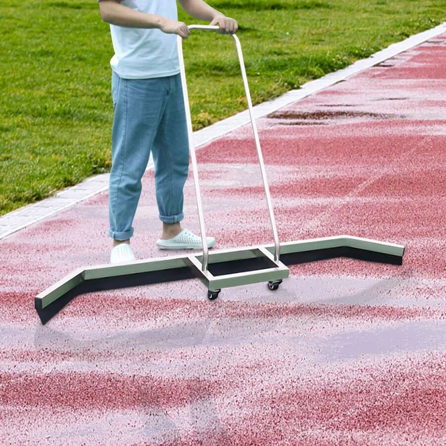 YIYIBYUS Raclette de court en acier inoxydable, lèvre en caoutchouc de 101 cm, légère et maniable pour les courts de tennis, les parkings et les salles de sport intérieures (2,05 kg, facile à assembler) - Argent - View 1