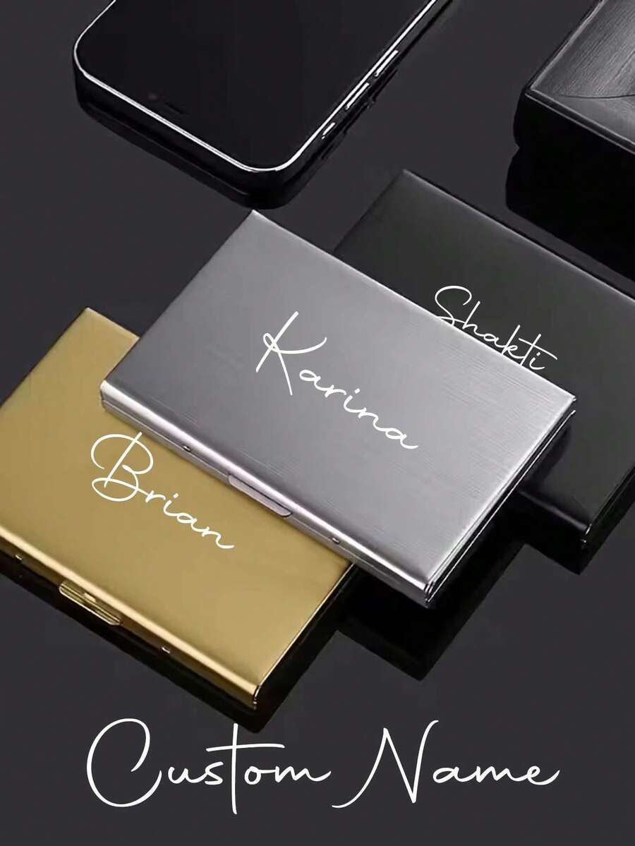 [Luxury Metal Wallet] Heavy-Duty Stainless Steel Personalized Custom Name Or Logo RFID Blocking Wallet - Anti-Theft Protection, Elegant Minimalist Design, Secure Card Slots - Birthday/Anniversary/Father's Day Gift For Men (Black, Luxury Metal Wallet), Wallet Card Holder, Sleek Matte Finish, Polished Surface - Multicolor - View 1