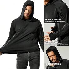 Men's UPF 50+ Hoodie Long Sleeve SPF Fishing Hiking Running Thumbhole Hooded Quick Dry Lightweight Outdoor Activewear - Xám/Trắng/Xanh da trời - Xem 4