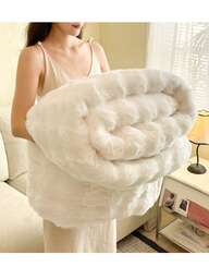 1pc Solid Color Throw Blanket, Bedding, Cozy And Warm Striped Blanket, Soft And Delicate Texture, Simple And Stylish Design, Multi-Purpose Blanket For Sofa, Bedroom, Living Room, All-Around Comfort, Travelling, Nap Blanket, Suitable For All Seasons, Machine Washable