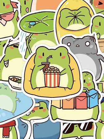 50 pegatinas de ranitas pequeñas para cuadernos, diarios y fundas de teléfono