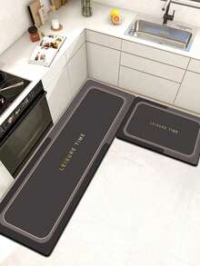 A Silicon Mud Kitchen Mat With Gray-Black Geometric Frame Design, Cushioned Anti-Fatigue And High Fashion Stylish Floor Carpet. It Is A Quick-Drying And Slip-Resistant Kitchen Rug And Carpet, With A Simple Silicon Mud Soft Rubber Mat Design. Suitable For Use In Kitchens, Bathrooms, Entrance Doors, Laundry Rooms, And Other Places. ,Room Decor - Mocha Brown - View 11
