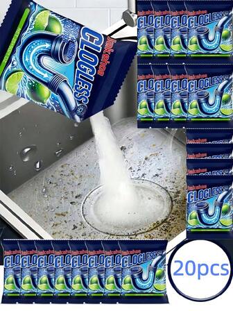 1/4/8 piezas Polvo para limpiar desagües para baño y cocina Jakehoe, disuelve obstrucciones y elimina olores (nuevo empaque mejorado, estilo aleatorio antiguo y nuevo) 1/5/10 piezas Polvo desbloqueador de tuberías de desagüe, polvo de limpieza para desatascar tuberías de alcantarillado, inodoro, cocina, agente de limpieza rápida para fregadero de cocina