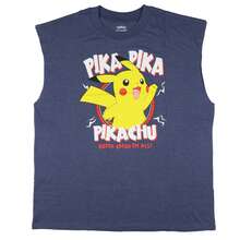 Pokemon Tank Top Men's Pika Pika Pikachu Muscle Sleeveless T-Shirt - Màu xanh lam - Xem 1