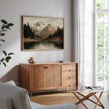 1 Piece Mountain Posters Lake Art Paintings Landscape Hanging Pictures Country Wall Art Wall Picture Rustic Wall Prints Vintage Wall Artwork Living Room Wall Decor No Frame - Black - View 5