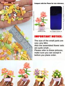 12 Styles Mini Building Block Flower Kits, 317-473 Pcs Assorted Craft Supplies, Creative 3D Floral Educational Toys, Ideal Gifts For Friends And Family - Multicolor - View 12