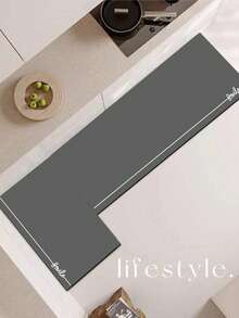 One Silicon Mud Kitchen Mat, High-End Linear Pattern Kitchen Floor Mat With Light Luxury Style, Cushioned & Anti-Fatigue Kitchen Rug, Water Absorbent Quick Drying Non-Slip Mat For Kitchen, Bathroom, Entrance, Laundry Room Etc. - smile-dark gray - View 10