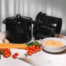 7.5 Qt 3 Piece Multiuse Pasta Pot Set With Strainer Pot And Lid In Speckled Black Design Ideal For Cooking Seafood Soups Sauces Large Capacity Easy To Clean Dishwasher  Versatile Kitchen Solution For Efficient Meal Preparation - SpeckledBlack - View 3