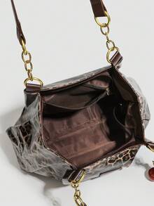 Women's Leopard Print Large Capacity Fashionable Versatile Tote Bag - Coffee - View 4