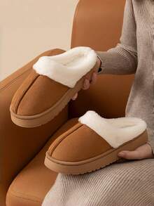 1 Pairs (Women's & Men's) Cozy Plush-Lined Suede Winter Slippers-Warm, Non-Slip, Earth-Tone Open-Toe Home Shoes For Cold Season, Comfortable Indoor/Outdoor Use, Perfect For Family Daily Wear & Holiday Gifts Insulation,Galentines,Puppy,Carnival,Party Decorations,Shoe,Spring Summer Picks,Brides Maid Gifts,Room,Bedroom Decor,Beach,Travel,For Men,For Women,Vacation,Women's Day,Travel Essentials,Wedding Favours,Y2k,Bedroom,Car Accessories Women,Kitchen Decor,Cute Stuff - Multicolor - View 4