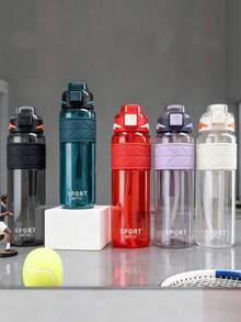 1pc 1000ml/32oz Large Capacity Transparent Straw Sports Water Bottle, Lightning Pattern Lid, Stylish & With Straw & Carrying Strap, Leak-Proof, Multiple Colors Available, Suitable For Sports, Basketball, Soccer, Camping, Outdoor Travel, Holiday Gift