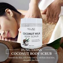 MELAO Coconut Milk Body Scrub, Infused With 6 Essential Oils, 340g - Nourishing Exfoliating Scrub, Leaves Skin Soft, Smooth, Hydrated, With A Rich Coconut Aroma - White - View 7
