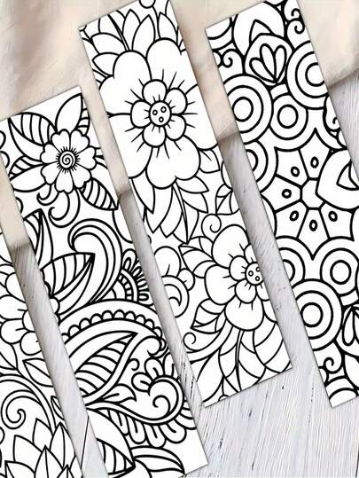 32pcs Mandala Coloring Bookmarks Set, Elegant Black & White Intricate Patterns Including Floral And Mandala Designs, Rounded Corners - Suitable For Adult, Teen And Teacher DIY Coloring Activities - Perfect Gift For Book Lovers For Christmas, Birthday, Back To School - Also Suitable For Diaries, Scrapbooks, Etc.