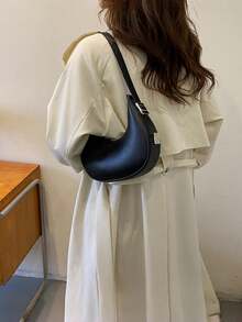 Stylish And Luxurious PU Leather Shoulder Bag/Handbag, French-Style Niche Crescent Bag, Suitable For Shopping Or Commuting. - Multicolor - View 5